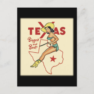 Texas Travel Vintage Pin Up Girl  Postcard