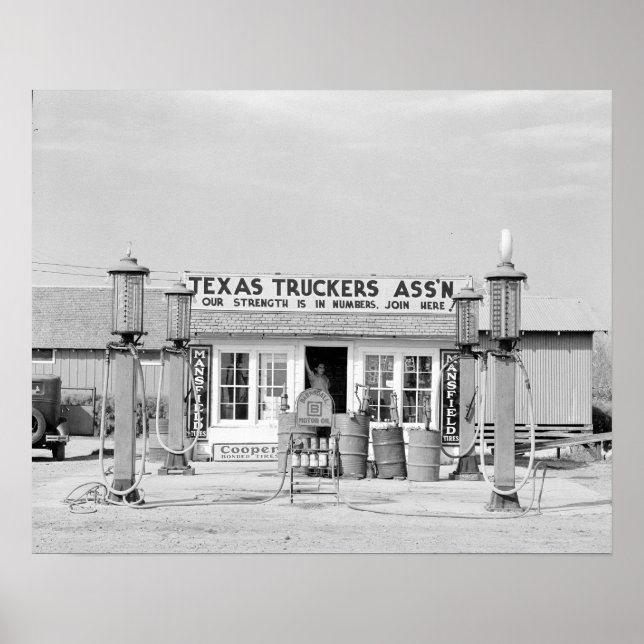 Texas Truck Stop, 1939. Vintage Photo Poster (Front)