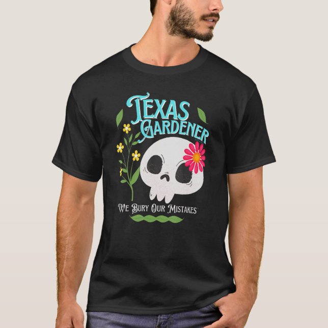 Texas Tx State Rebellious Gardener Cute Skull Flow T-Shirt (Front)