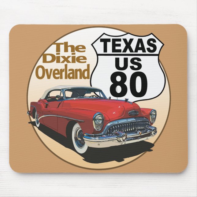 Texas US Route 80 - The Dixie Overland Mouse Pad (Front)