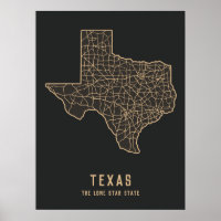 Texas US State road map - the Lone star state map