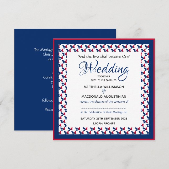 TEXAS USA FLAG Patriotic Custom Square Wedding Invitation (Front/Back)