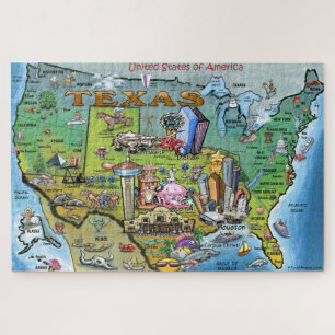 Texas USA Fun Map Jigsaw Puzzle