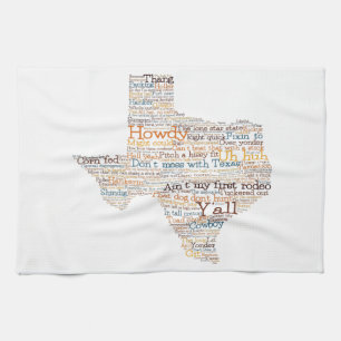 Texas USA Slang Word Art Map Kitchen Towel