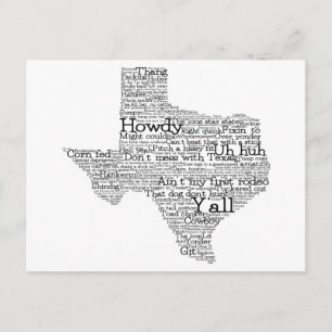 Texas USA Slang Word Art Map Postcard