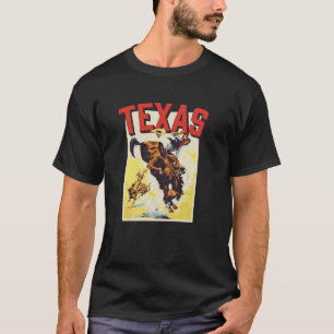 Texas Vintage Rodeo Travel Postcard Cowboy Bronco T-Shirt