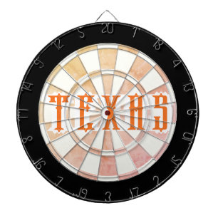 TEXAS Vintage Rustic Style Orange Text Dartboard