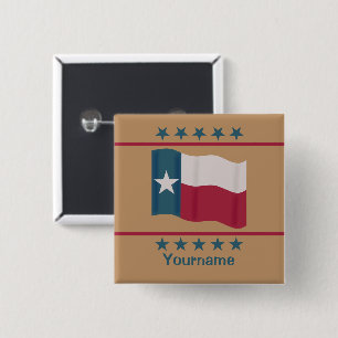 Texas Waving Lone Star Nom Badge Tan Personnalisab
