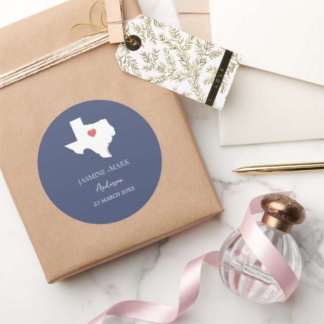 Texas Wedding Party Custom  Classic Round Sticker (Gifting)