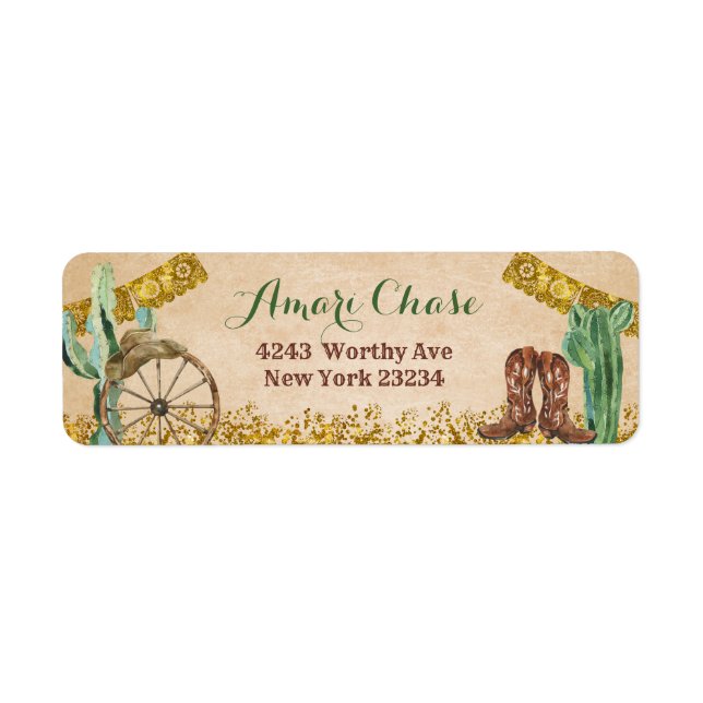 Texas Western Cowboy Rustic Birthday Address (Front)