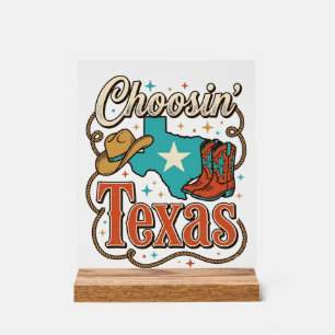 Texas Western Vintage Cowgirl Graphic T-Shirt Desi Acrylic Sign