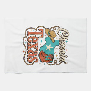 Texas Western Vintage Cowgirl Graphic T-Shirt Desi Kitchen Towel