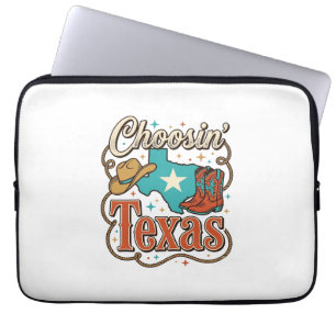 Texas Western Vintage Cowgirl Graphic T-Shirt Desi Laptop Sleeve