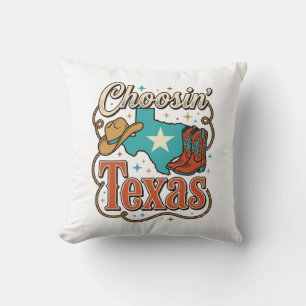 Texas Western Vintage Cowgirl Graphic T-Shirt Desi Throw Pillow