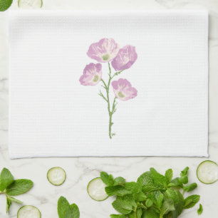 Texas Wild Flower Buttercup, pink flower Kitchen Towel