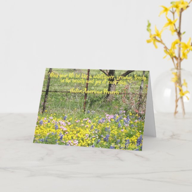 Texas Wildflower Design Folded Greeting Card (Yellow Flower)