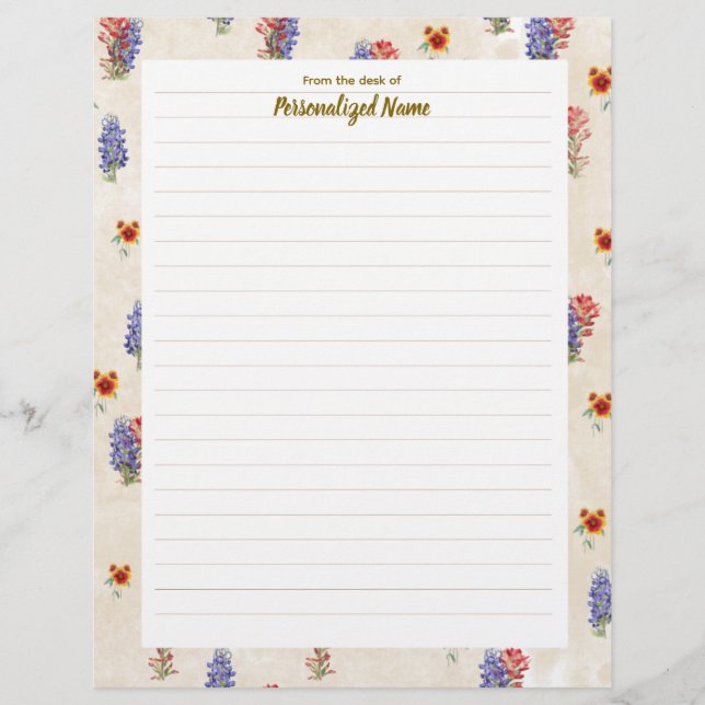Texas Wildflower Lined Letterhead (Front)