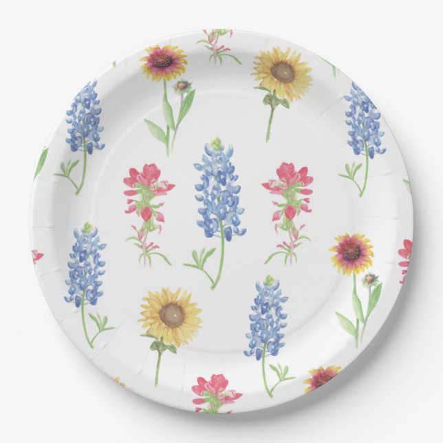 Texas Wildflower Pattern Paper Plate (Front)