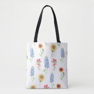 Texas Wildflower Pattern Tote Bag