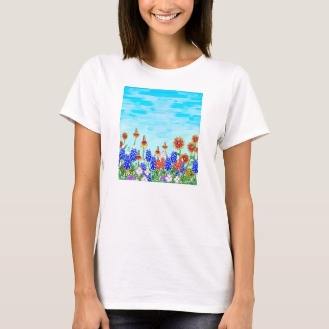 Texas wildflowers bluebonnet tee shirt (Front)