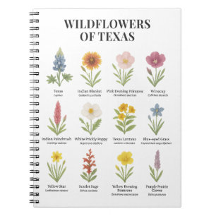 Texas Wildflowers in Watercolor Style Notebook