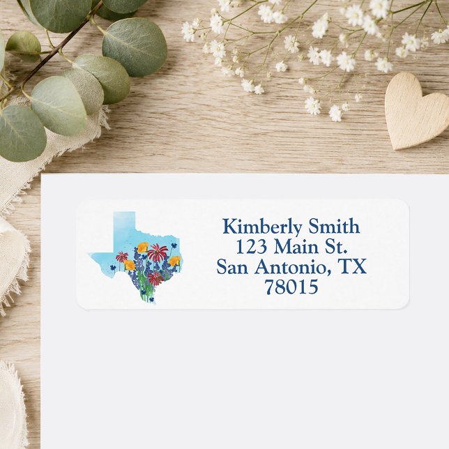 Texas Wildflowers Return Address (Texas Wildflowers return address label)