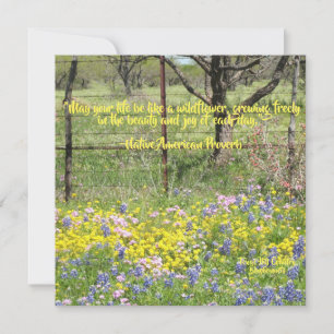 Texas Wildflowers with Quotes Flat Greeting Card