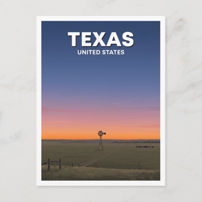Texas Windmill on the Open Range Big Spring Postcard (Front)