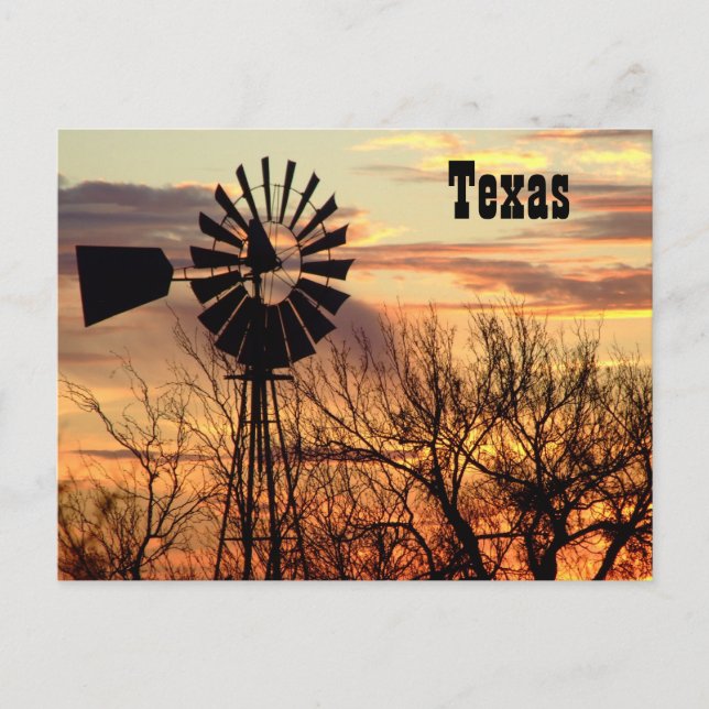 Texas windmill sunset postcard (Front)