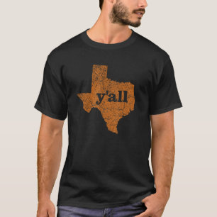 Texas Women Men Yall Texas State Map Vintage Y'all T-Shirt
