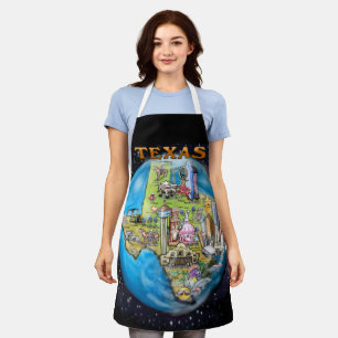 Texas World Map Apron