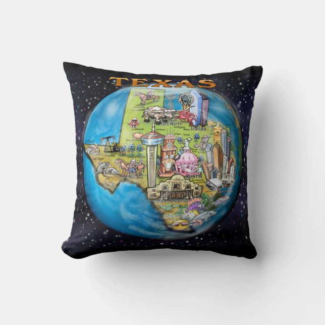 Texas World Throw Pillow (Front)