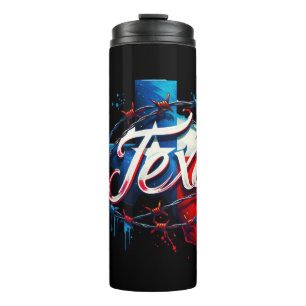 Texas Wrapped with Barbed Wire Thermal Tumbler