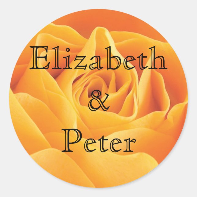 Texas Yellow Rose Personalized Wedding Classic Round Sticker (Front)