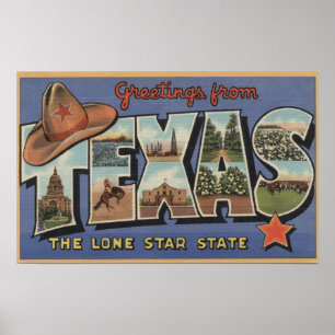TexasGreetings From The Lone Star State Poster