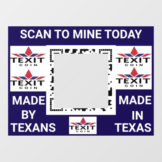 TeXit Coin Cobalt QR Code with TeXit Coin logo  Window Cling (Sheet)