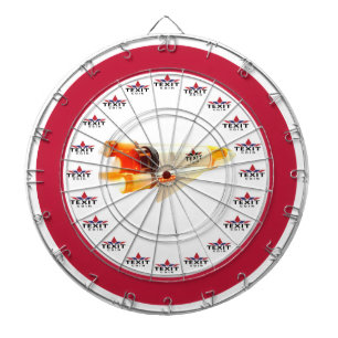 TexitCoin Red and White with Texit Logo/RocketShip Dartboard