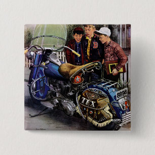 Tex's Motorcycle 2 Inch Square Button