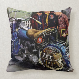 Tex's Motorcycle Throw Pillow