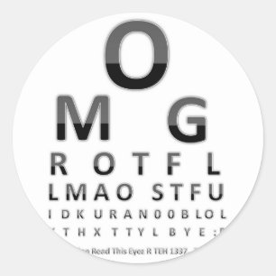 Text Addict's Eye Chart Classic Round Sticker