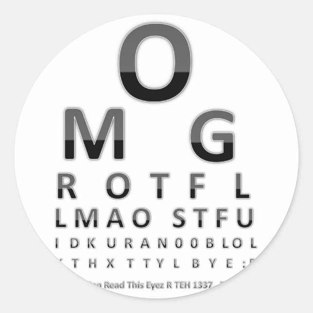 Text Addict's Eye Chart Classic Round Sticker (Front)