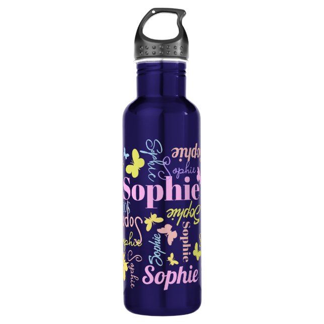 Text and colourful butterflies girls name Sophie  710 Ml Water Bottle (Front)
