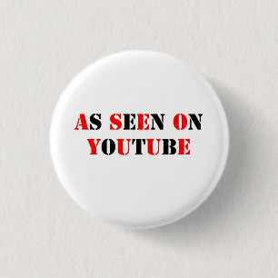 Text-As seen On Youtube- -Red/Black 1 Inch Round Button