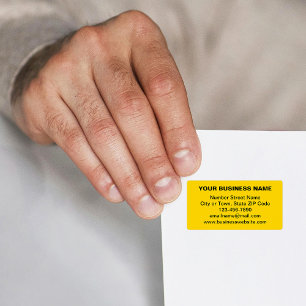 Text Based Business Brand on Yellow Address Label