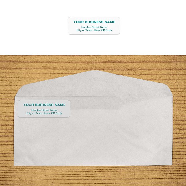 Text Based in Teal Green Business Return Address (Business return address label in teal green plain text)