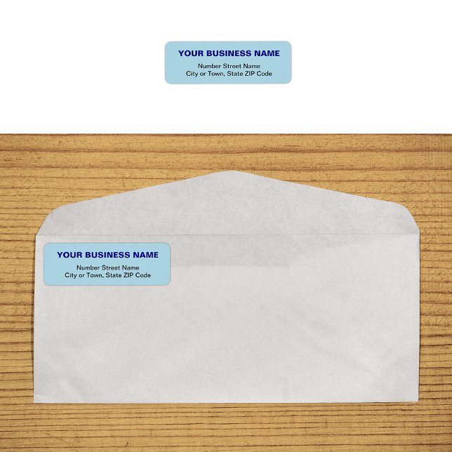 Text Based Light Blue Business Return Address (Plain text light blue business return address label on envelope)