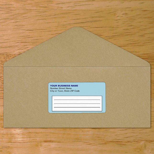 Text Based Light Blue Business Shipping Label (Plain text light blue business shipping label on envelope)