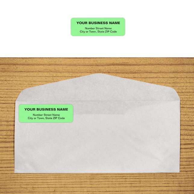 Text Based Light Green Business Return Address (Plain text light green business return address label on envelope)
