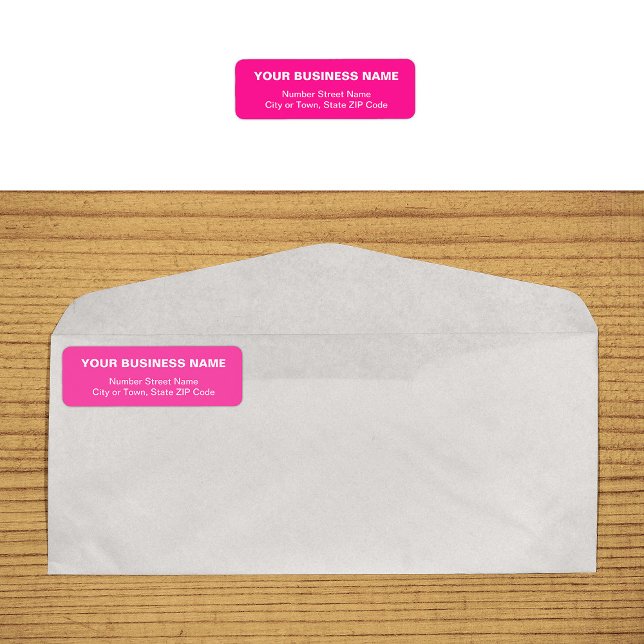 Text Based Pink Business Return Address Label (Plain text pink business return address label on envelope)