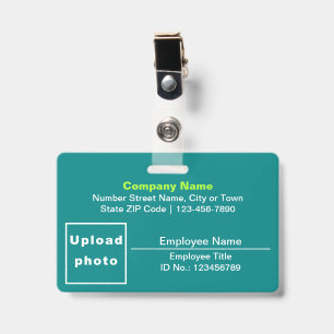 Text Based W/ Employee Photo Rectangle Teal Green Badge